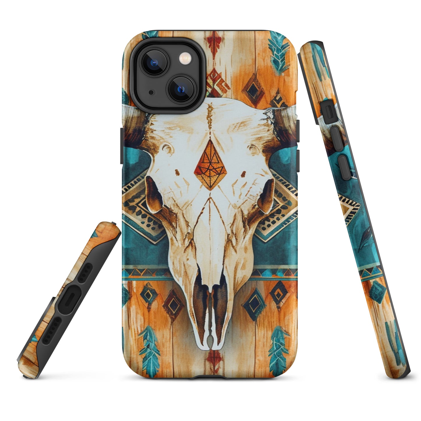 Western Bull Skull Rustic Turquoise Tough Case for iPhone® CedarHill Country Market