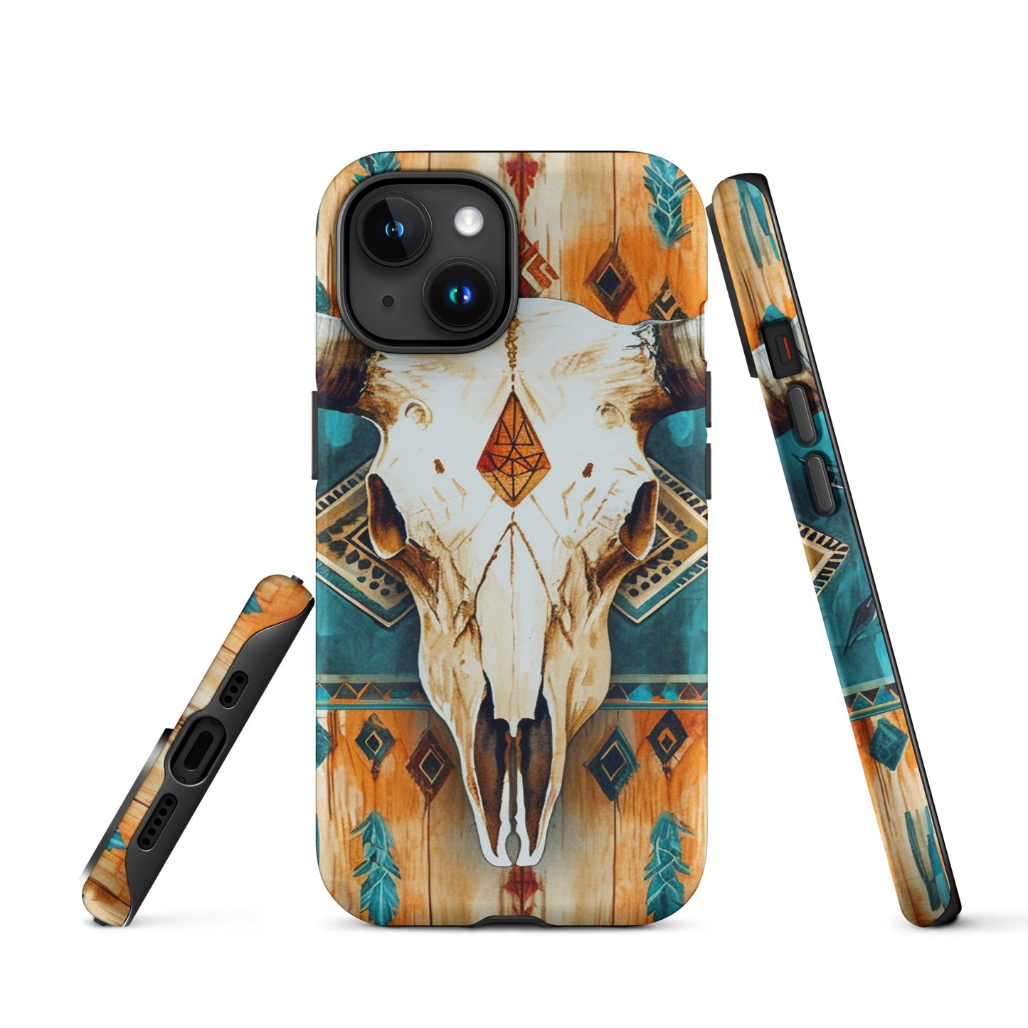 Western Bull Skull Rustic Turquoise Tough Case for iPhone® CedarHill Country Market