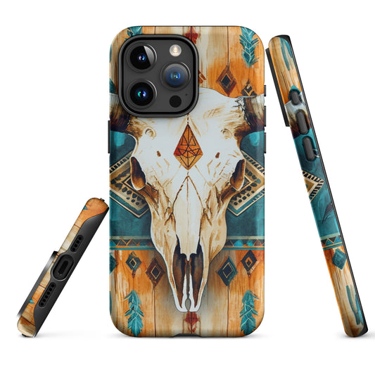 Western Bull Skull Rustic Turquoise Tough Case for iPhone® CedarHill Country Market