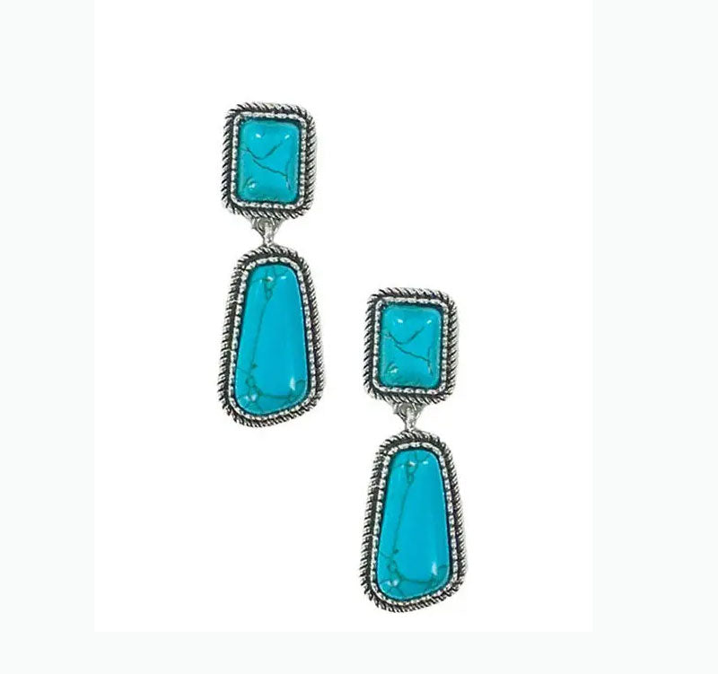 Tiered Drop Earrings, Turquoise Cedar Hill Country Market