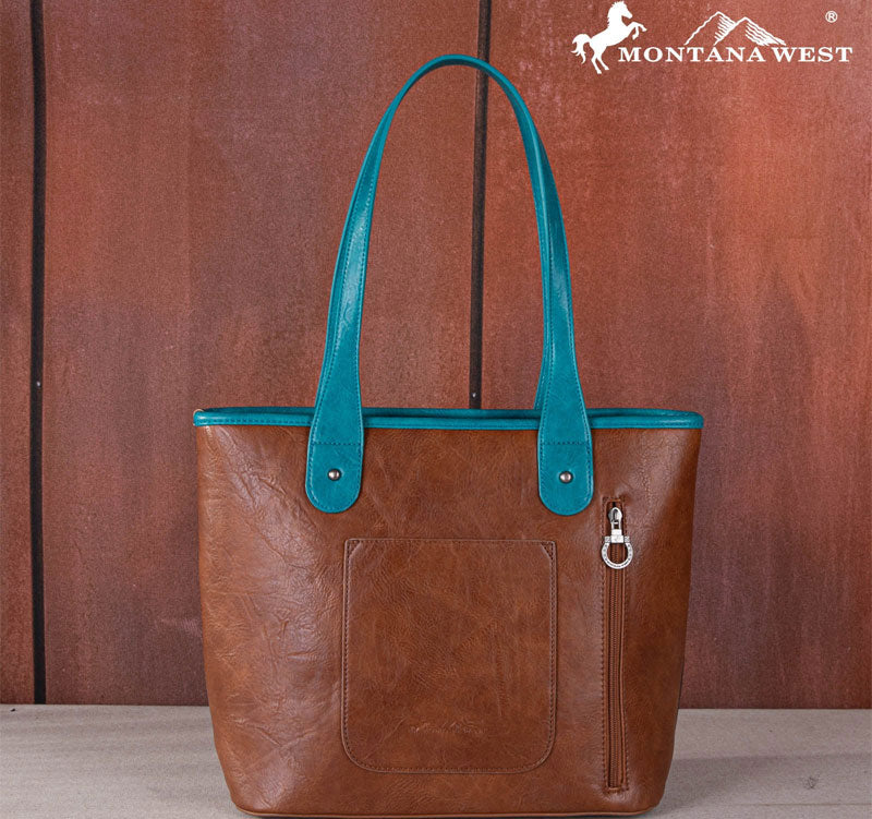 Montana West Embroidered scroll Cut-out Collection Concealed Carry Tote and wallet Combo Cedar Hill Country Market