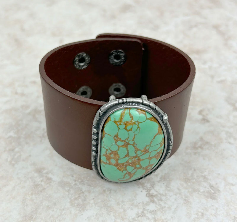 Natural Stone Leather Cuff Bracelet CedarHill Country Market