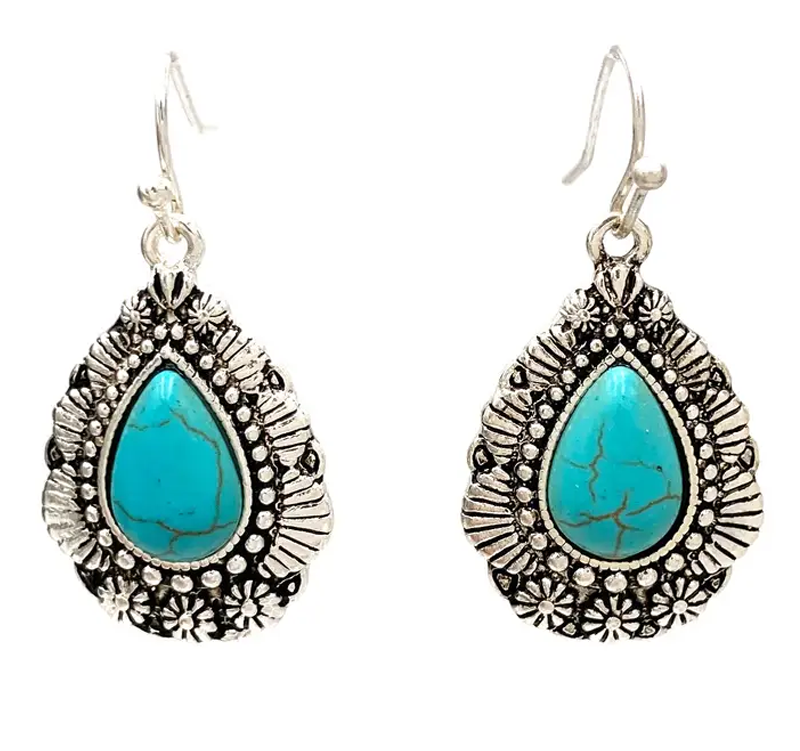 Turquoise Teardrop Earrings Cedar Hill Country Market