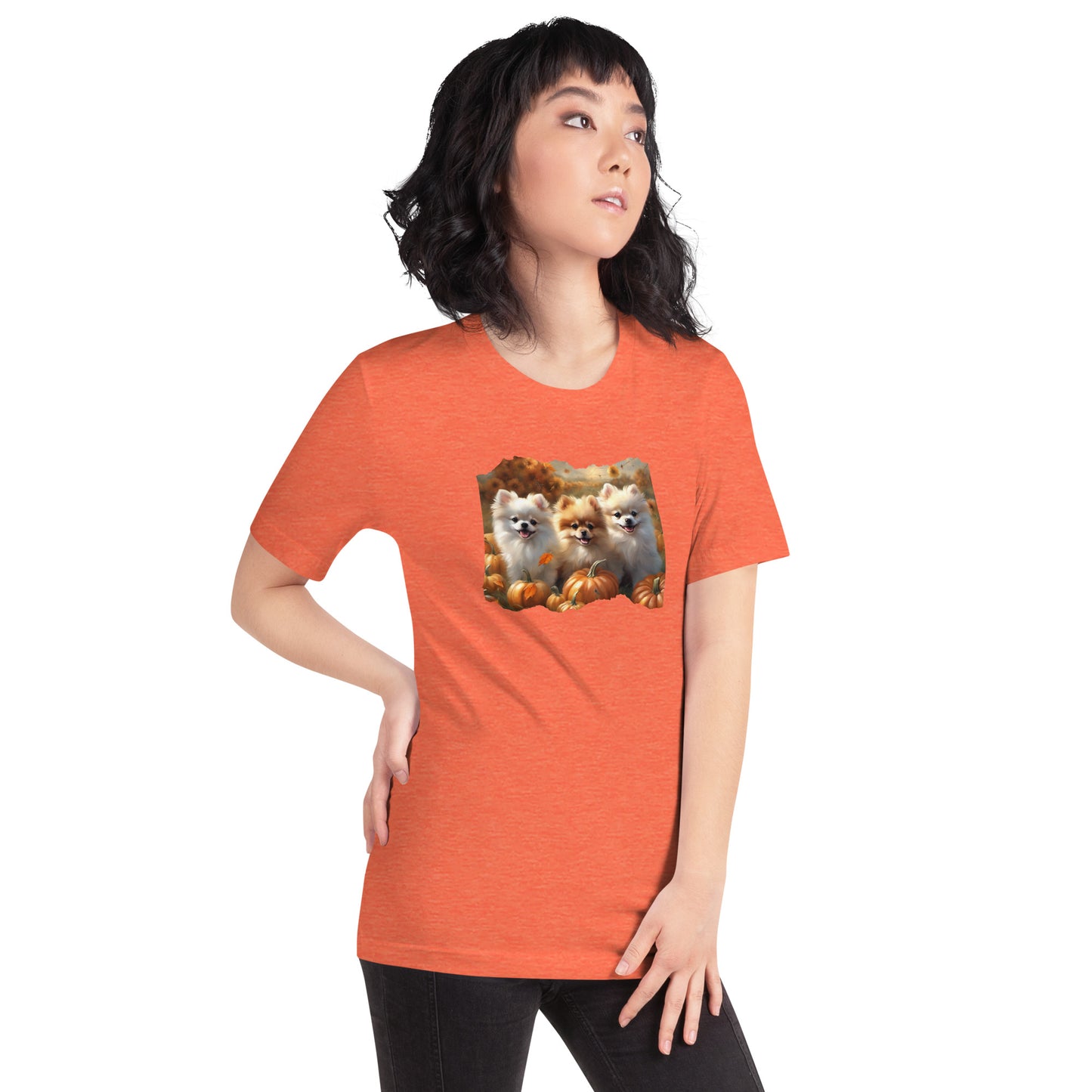 Pomeranians in the Pumpkin Patch with Dragonflies Unisex t-shirt CedarHill Country Market