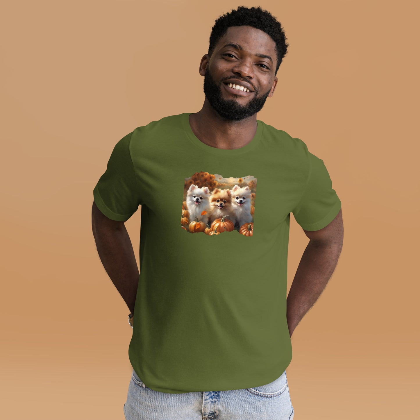 Pomeranians in the Pumpkin Patch with Dragonflies Unisex t-shirt CedarHill Country Market