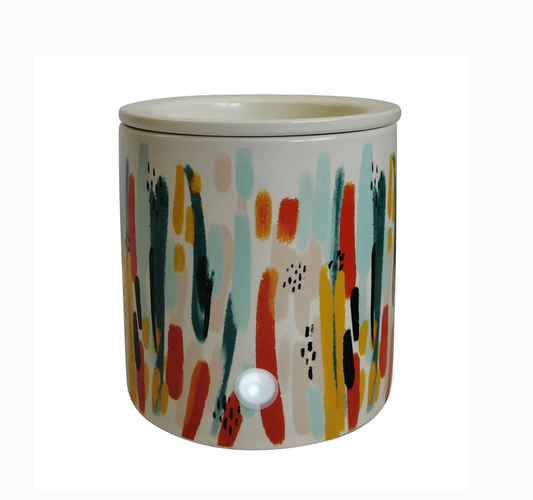 Electric Ceramic Wax Warmer with Watercolor Decal, Multi-Color Cedar Hill Country Market