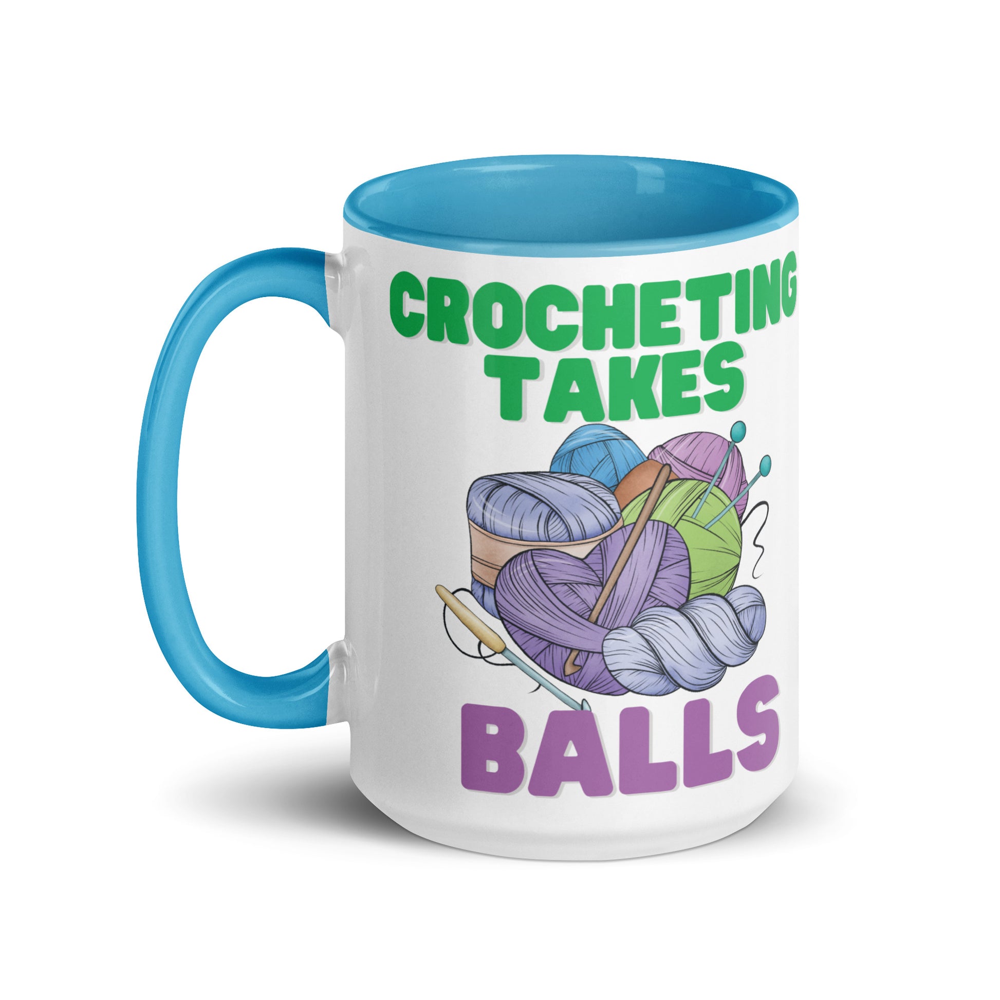 Crocheting Takes Balls Funny Mug with Color Inside CedarHill Country Market