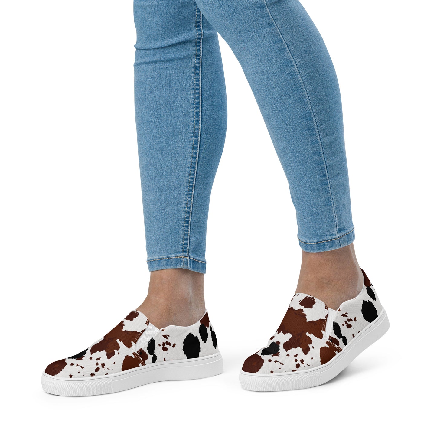 Cow Hide Western Style Women’s slip-on canvas shoes