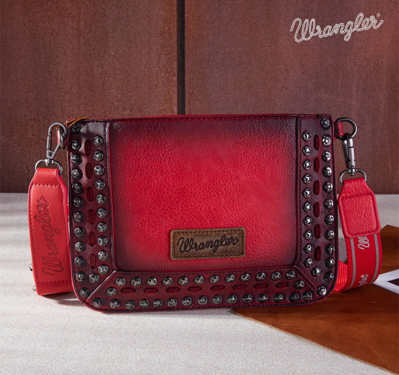 Wrangler Rivets Studded Wristlet/ Crossbody - Red CedarHill Country Market