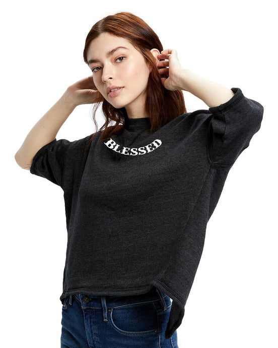 Blessed Inspirational Open Cross Back Drop Shoulder Sweatshirt CedarHill Country Market