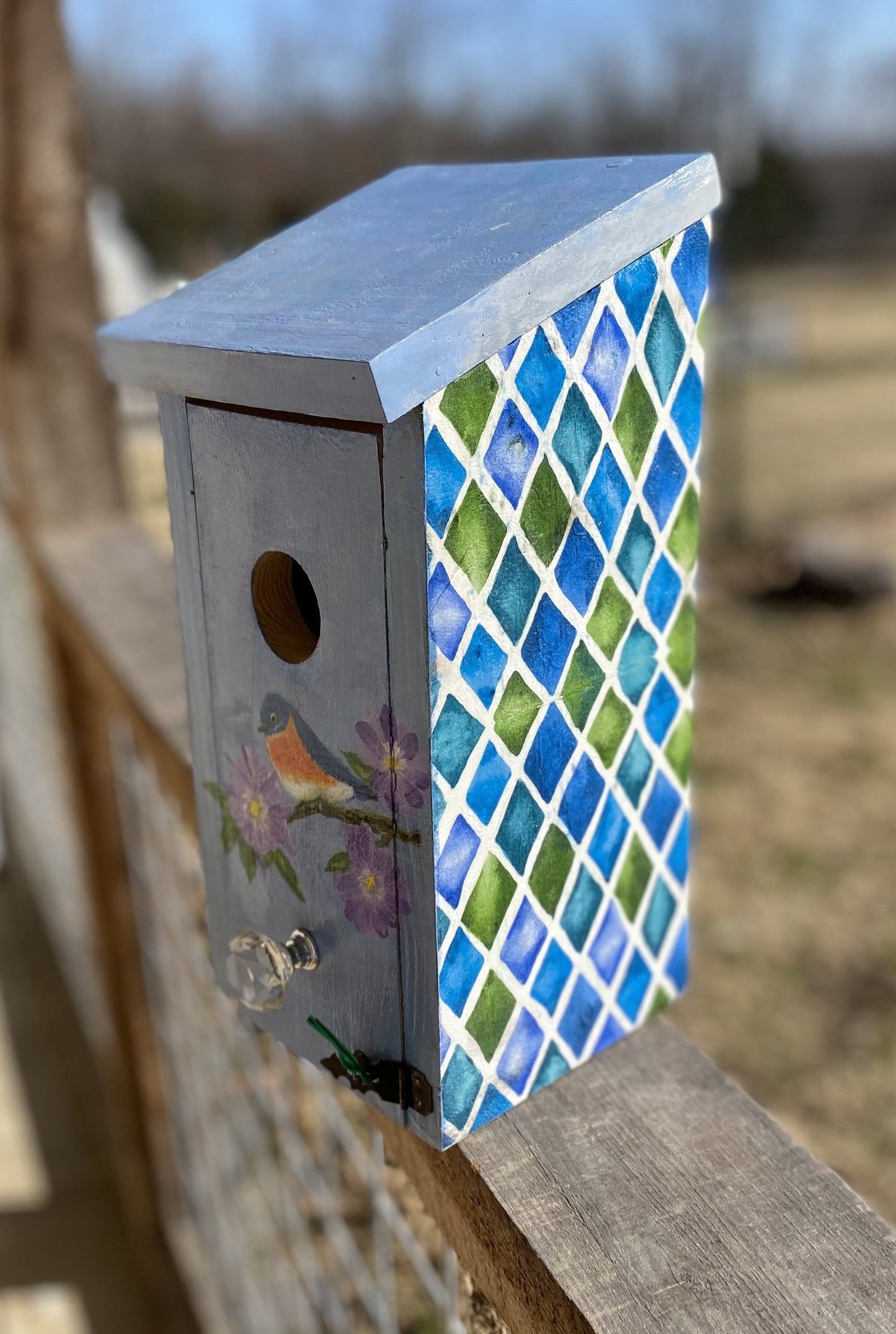 Handmade Eastern Bluebird/Carolina Wren/Chickadee/Swallow/ House Solid Pine Cedar Hill Country Market