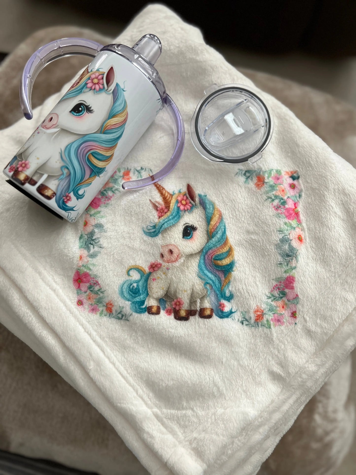 Unicorn Throw and Sippy Cup Gift Set CedarHill Country Market